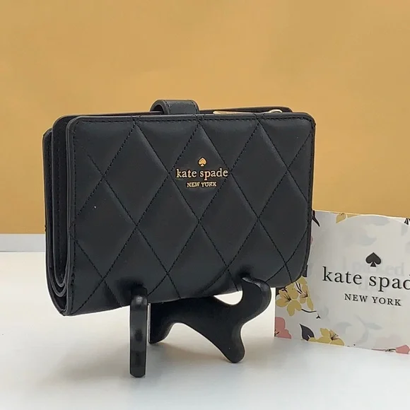 KATE SPADE Carey Medium Compact Bifold Wallet BLACK COLOR - Picture 2 of 15